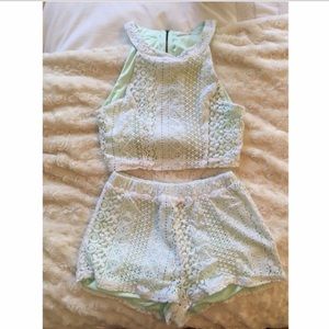 LA Hearts Lace Matching Halter and Bottom